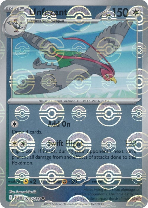 Black Bolt Unfezant #73/86 Pokeball Holo